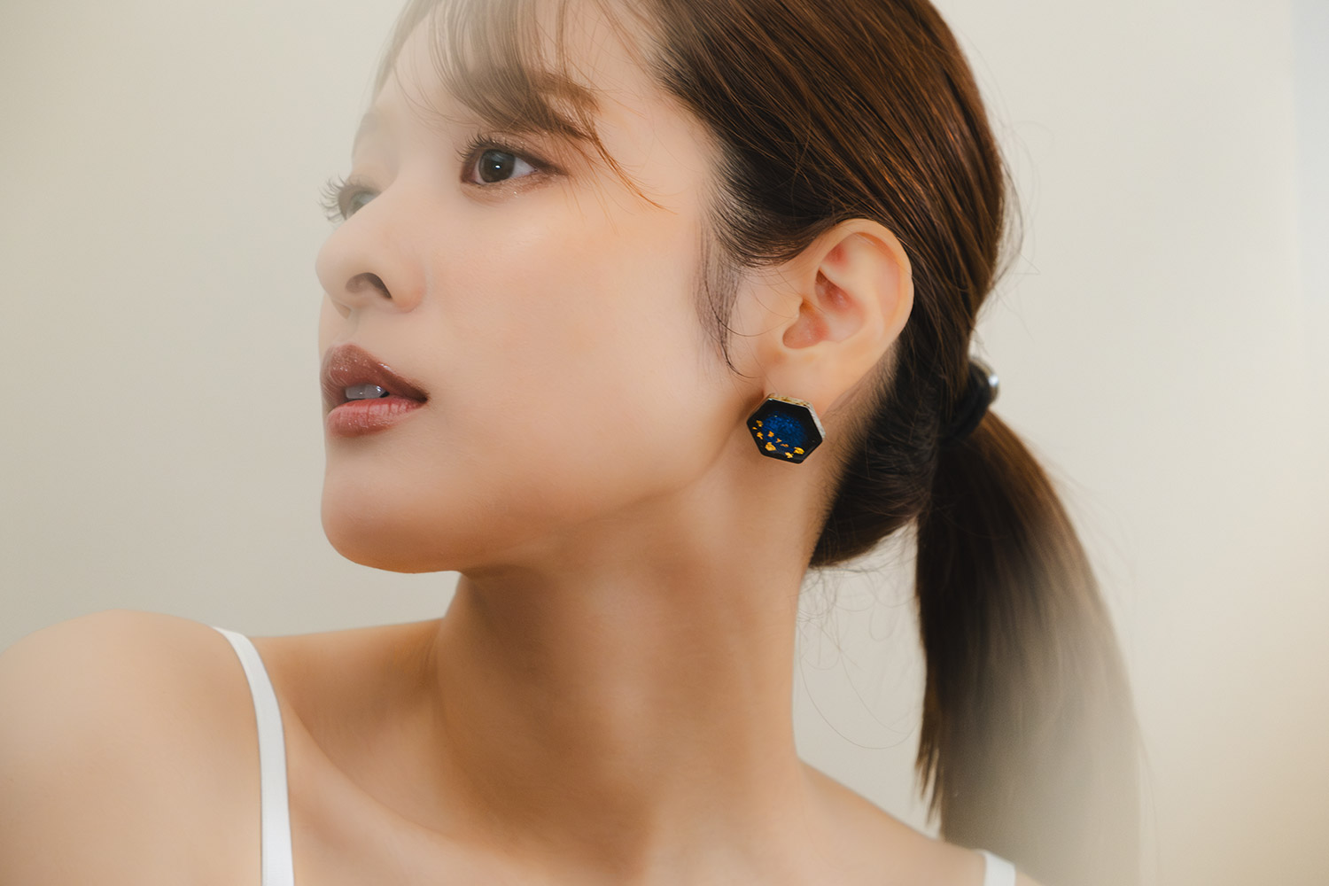 美濃焼 陶器 星屑 ピアス／イヤリング｜藍（あい） ギフトボックス付き